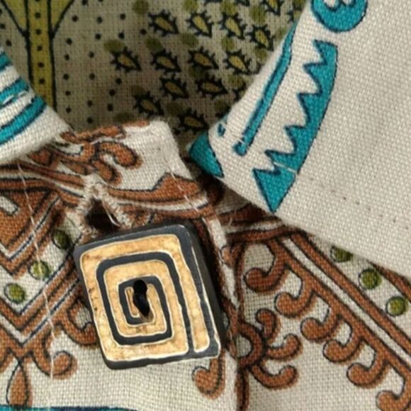 Vtg WestEnd M PasleyPrint EthnicMlticlrd LngslvLinenBlendButtonUp Women Cardigan - Picture 5 of 12